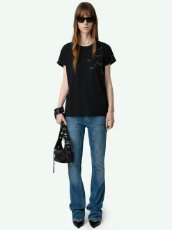 Discount Zadig & Voltaire Anya Diamante Wings T-shirt Stone