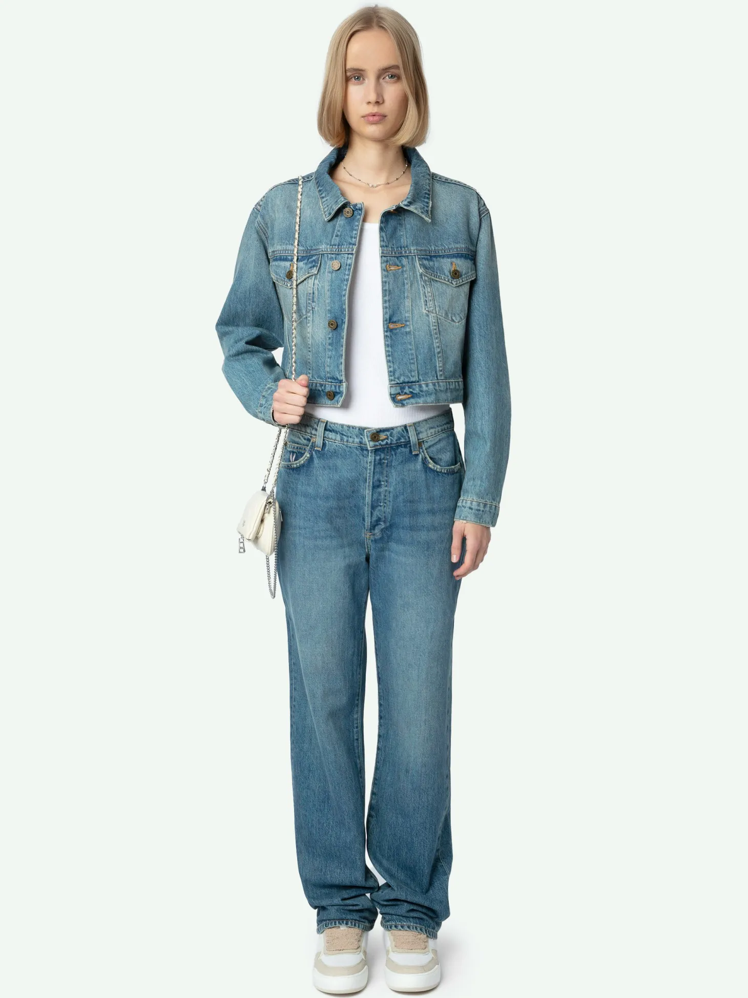Shop Zadig & Voltaire Aretha Cropped JacketNEW Mediumwash