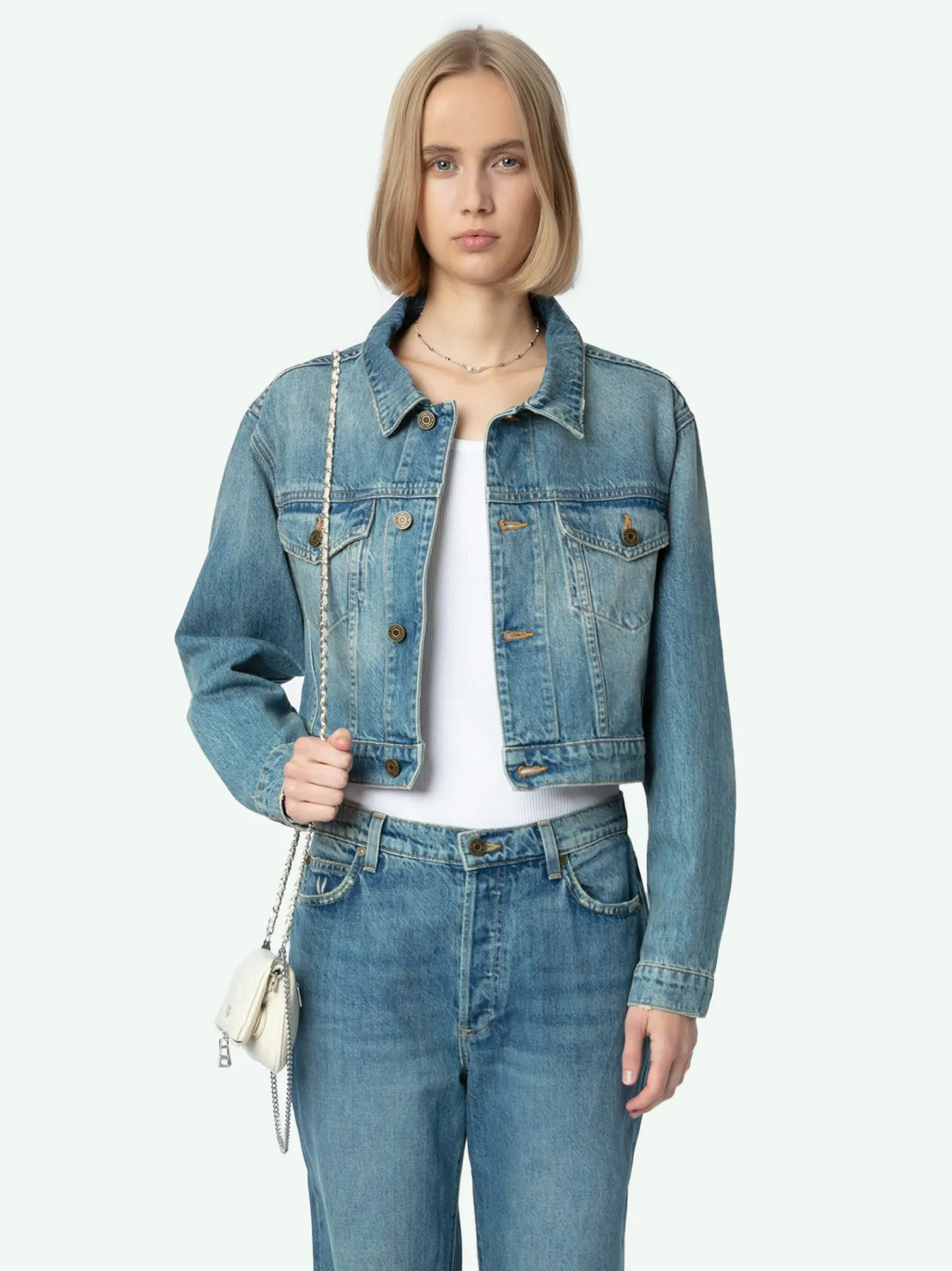 Shop Zadig & Voltaire Aretha Cropped JacketNEW Mediumwash