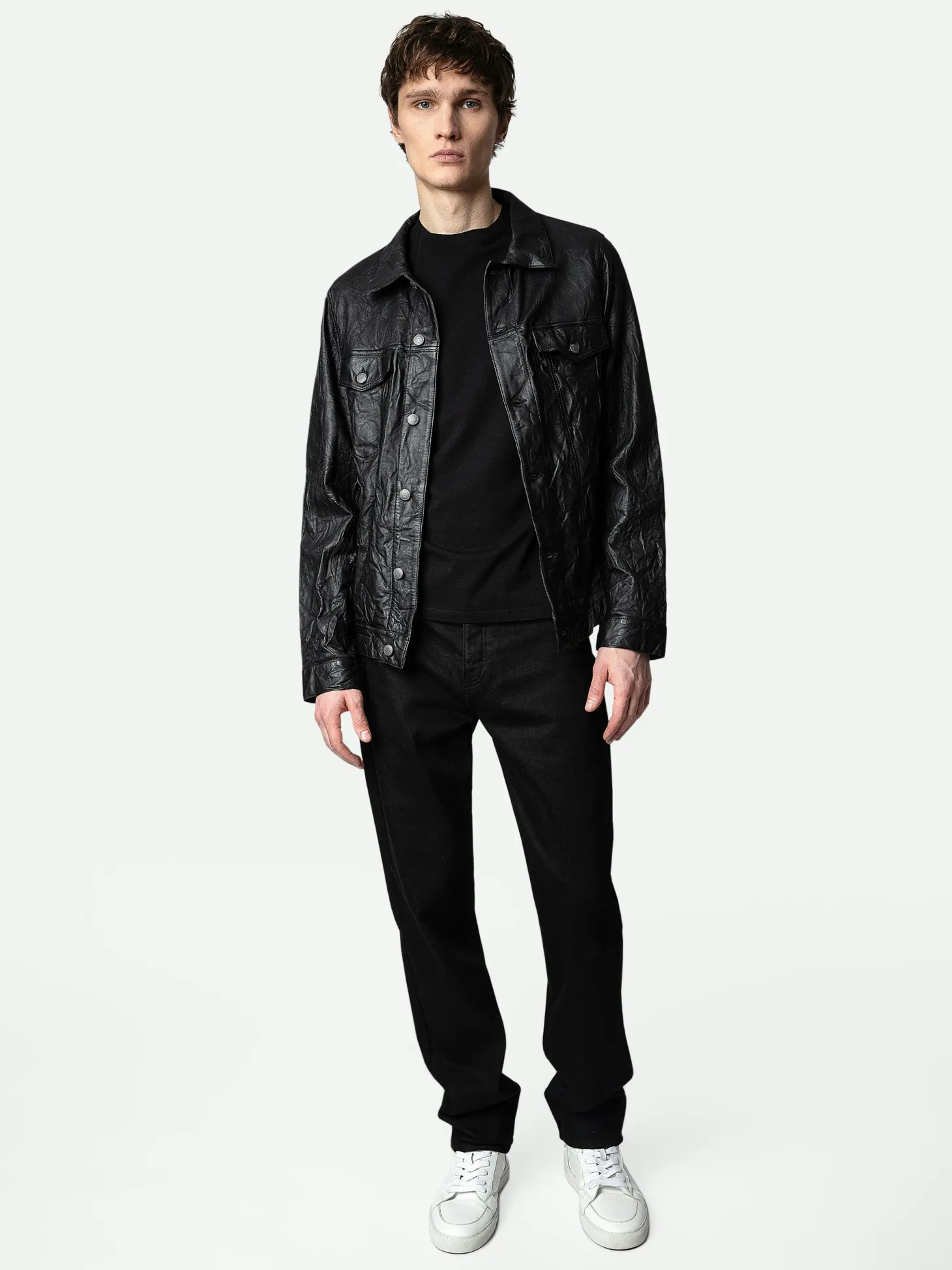 Online Zadig & Voltaire Base Crinkled Leather JacketICONIC Black