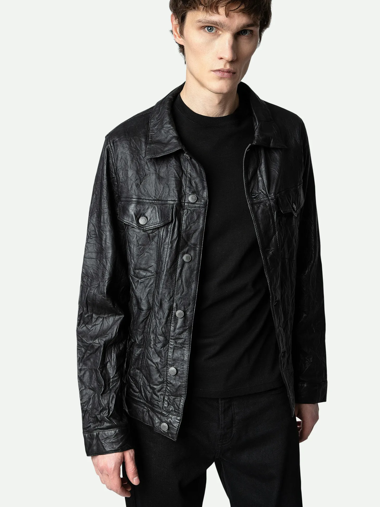 Online Zadig & Voltaire Base Crinkled Leather JacketICONIC Black