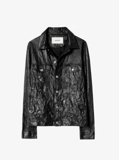 Online Zadig & Voltaire Base Crinkled Leather JacketICONIC Black