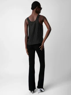 Discount Zadig & Voltaire Carys Diamanté Silk Top Black