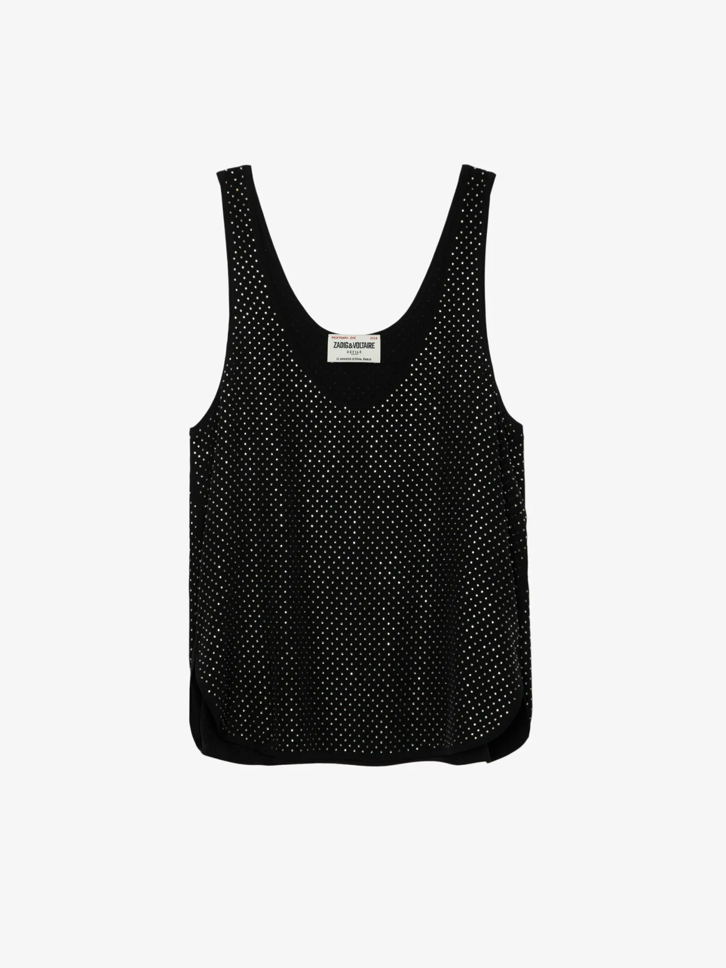 Discount Zadig & Voltaire Carys Diamanté Silk Top Black
