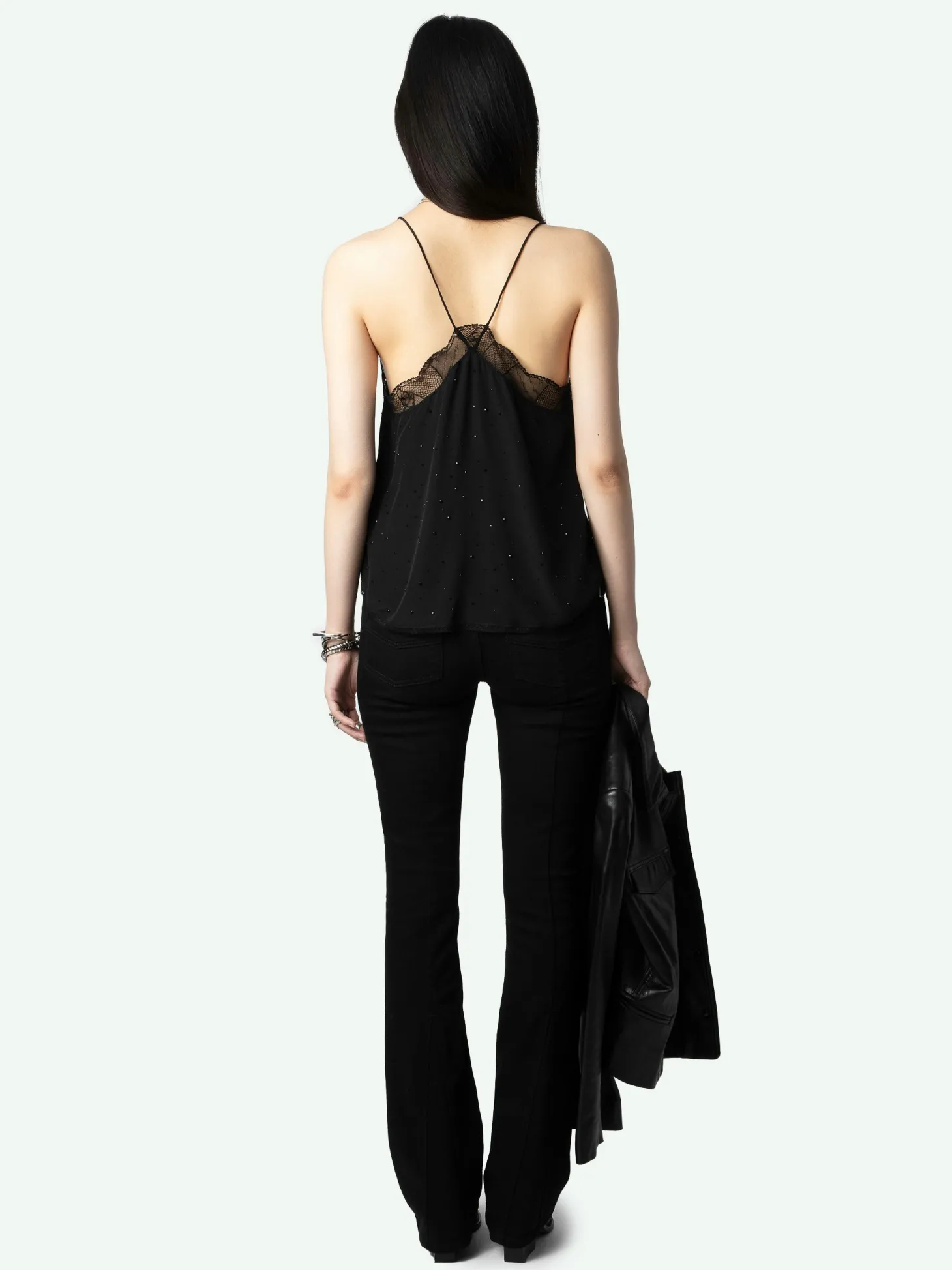 Best Zadig & Voltaire Christy Diamanté Silk CamisoleNEW Black