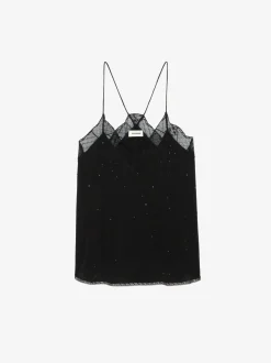 Best Zadig & Voltaire Christy Diamanté Silk CamisoleNEW Black