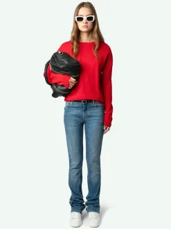 Cheap Zadig & Voltaire Cici Patch Cashmere SweaterNEW Cerise