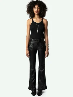 Best Zadig & Voltaire Ecume Leather Pants Black