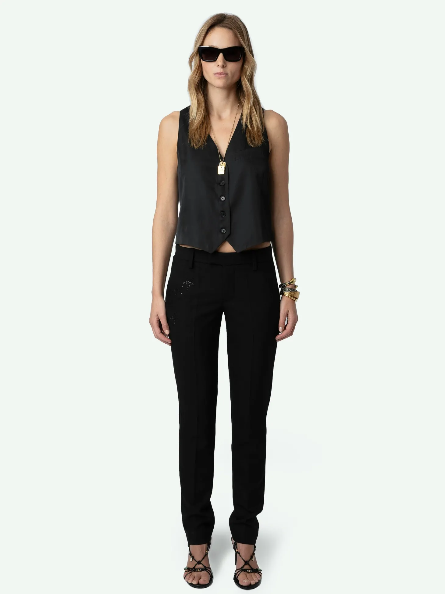 Best Sale Zadig & Voltaire Emaux Satin Vest Black