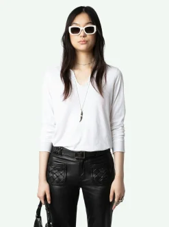 Cheap Zadig & Voltaire Imagine Diamanté Henley T-shirtNEW White
