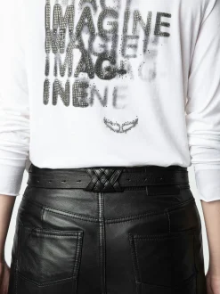 Cheap Zadig & Voltaire Imagine Diamanté Henley T-shirtNEW White