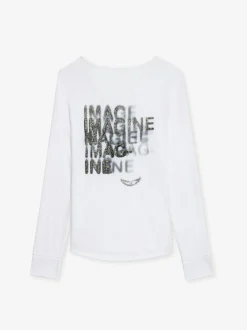 Cheap Zadig & Voltaire Imagine Diamanté Henley T-shirtNEW White