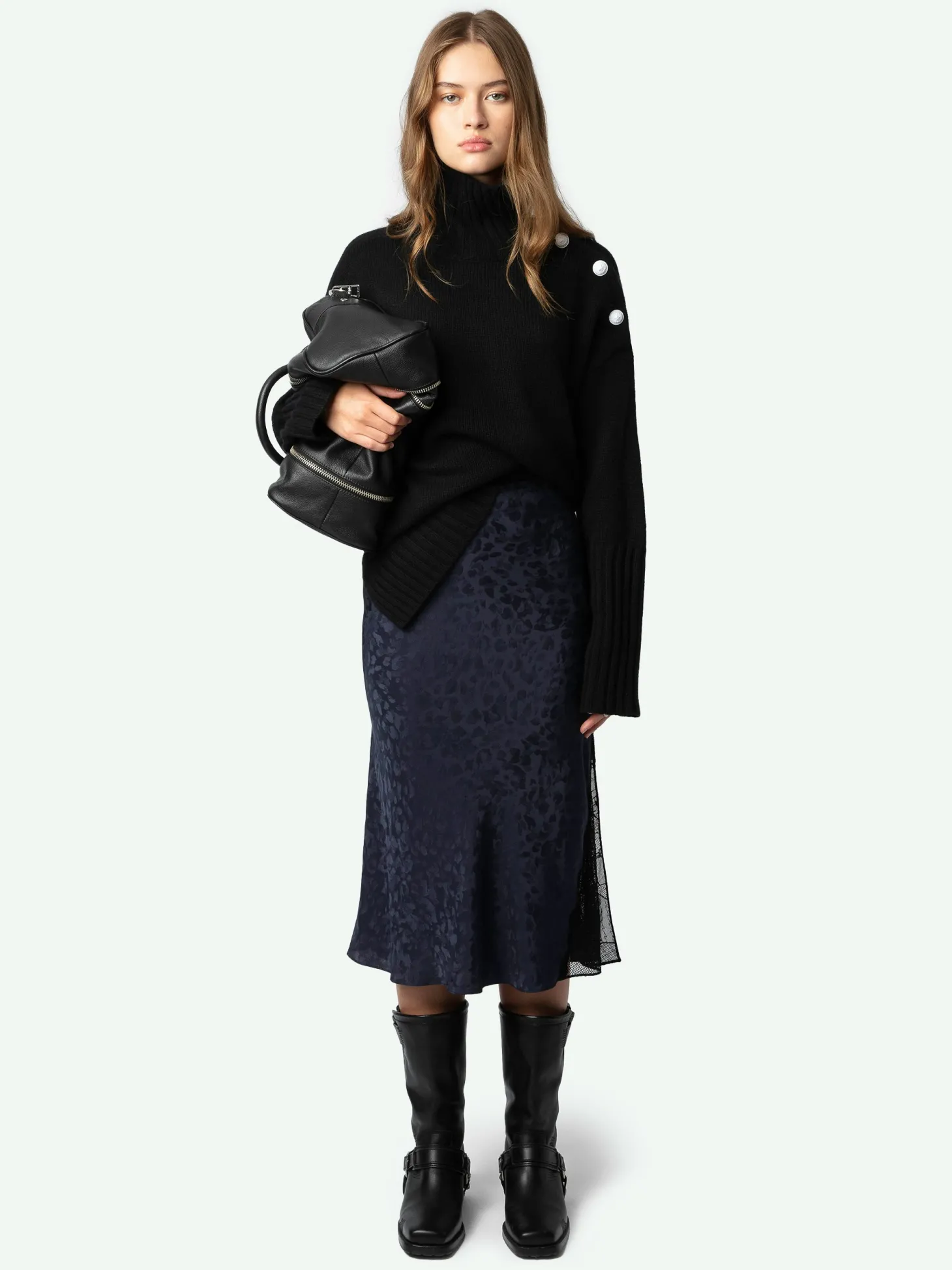 Flash Sale Zadig & Voltaire Jayla Leopard Silk Jacquard SkirtNEW Encre