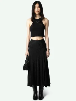 Best Zadig & Voltaire Jeanne Leopard Silk Jacquard SkirtNEW Black