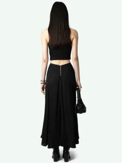 Best Zadig & Voltaire Jeanne Leopard Silk Jacquard SkirtNEW Black