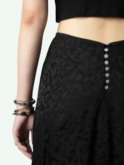 Best Zadig & Voltaire Jeanne Leopard Silk Jacquard SkirtNEW Black