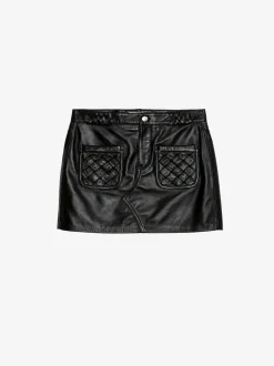 Outlet Zadig & Voltaire Joana Leather SkirtNEW Black