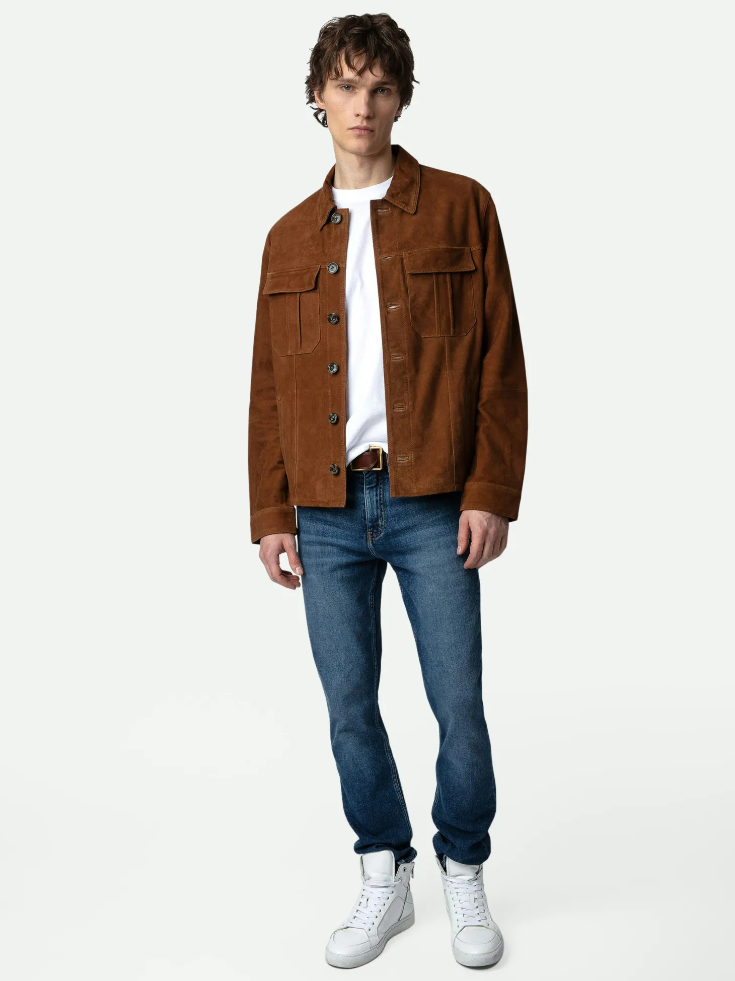 Sale Zadig & Voltaire Kuba Suede Jacket Cognac