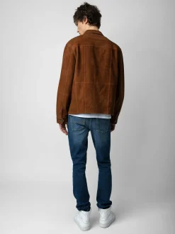 Sale Zadig & Voltaire Kuba Suede Jacket Cognac