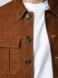 Sale Zadig & Voltaire Kuba Suede Jacket Cognac