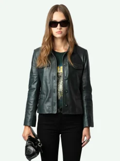 Discount Zadig & Voltaire Liam Leather Jacket Peaks
