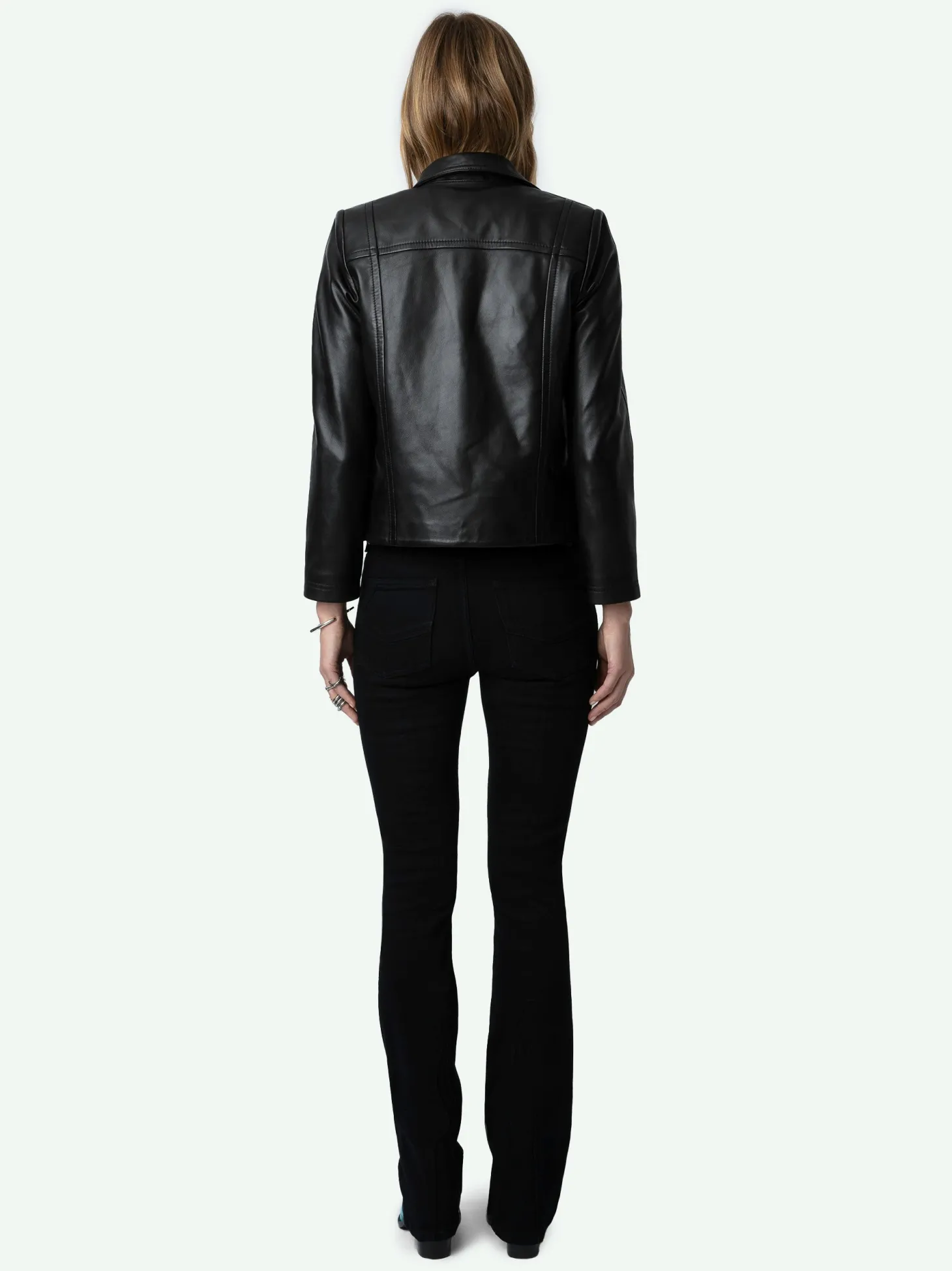 New Zadig & Voltaire Litchi Leather Jacket Black