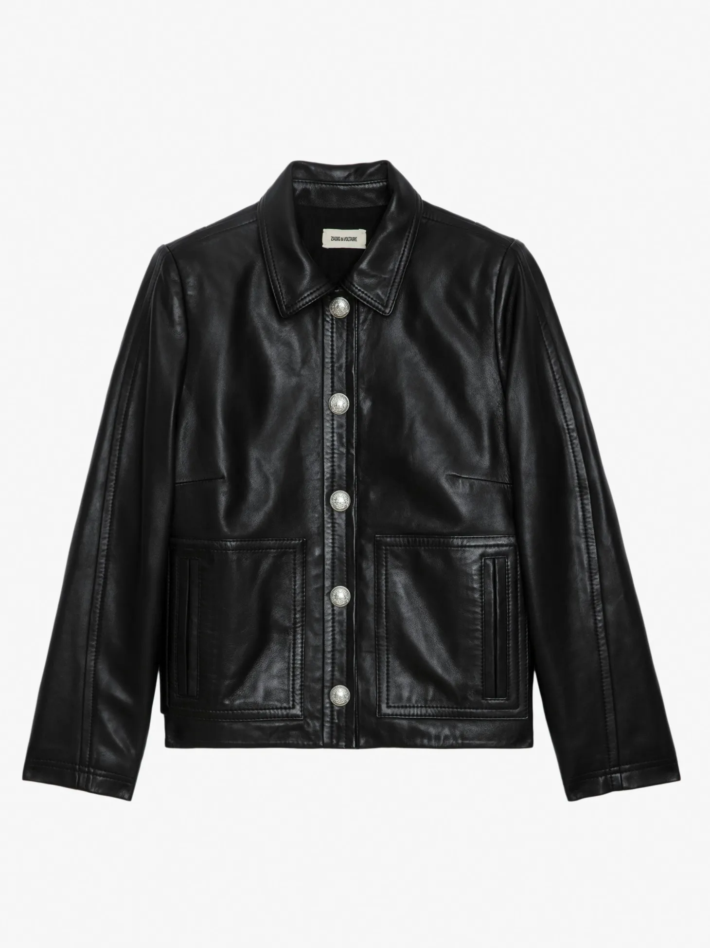 New Zadig & Voltaire Litchi Leather Jacket Black