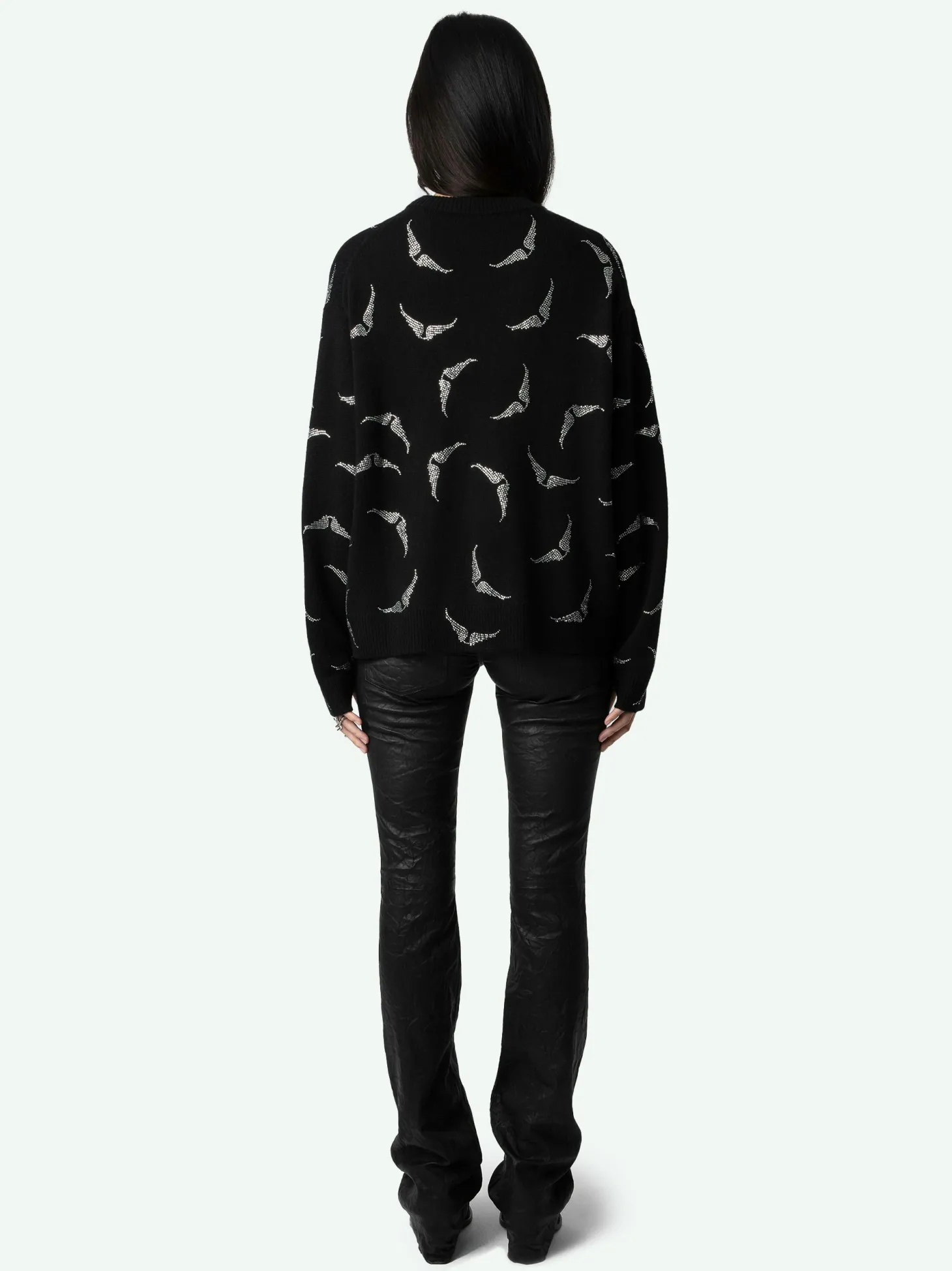 Best Zadig & Voltaire Markus Diamanté Wings Cashmere SweaterNEW Black
