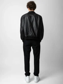 Shop Zadig & Voltaire Mate Leather Jacket Black