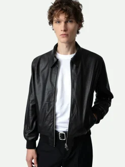 Shop Zadig & Voltaire Mate Leather Jacket Black