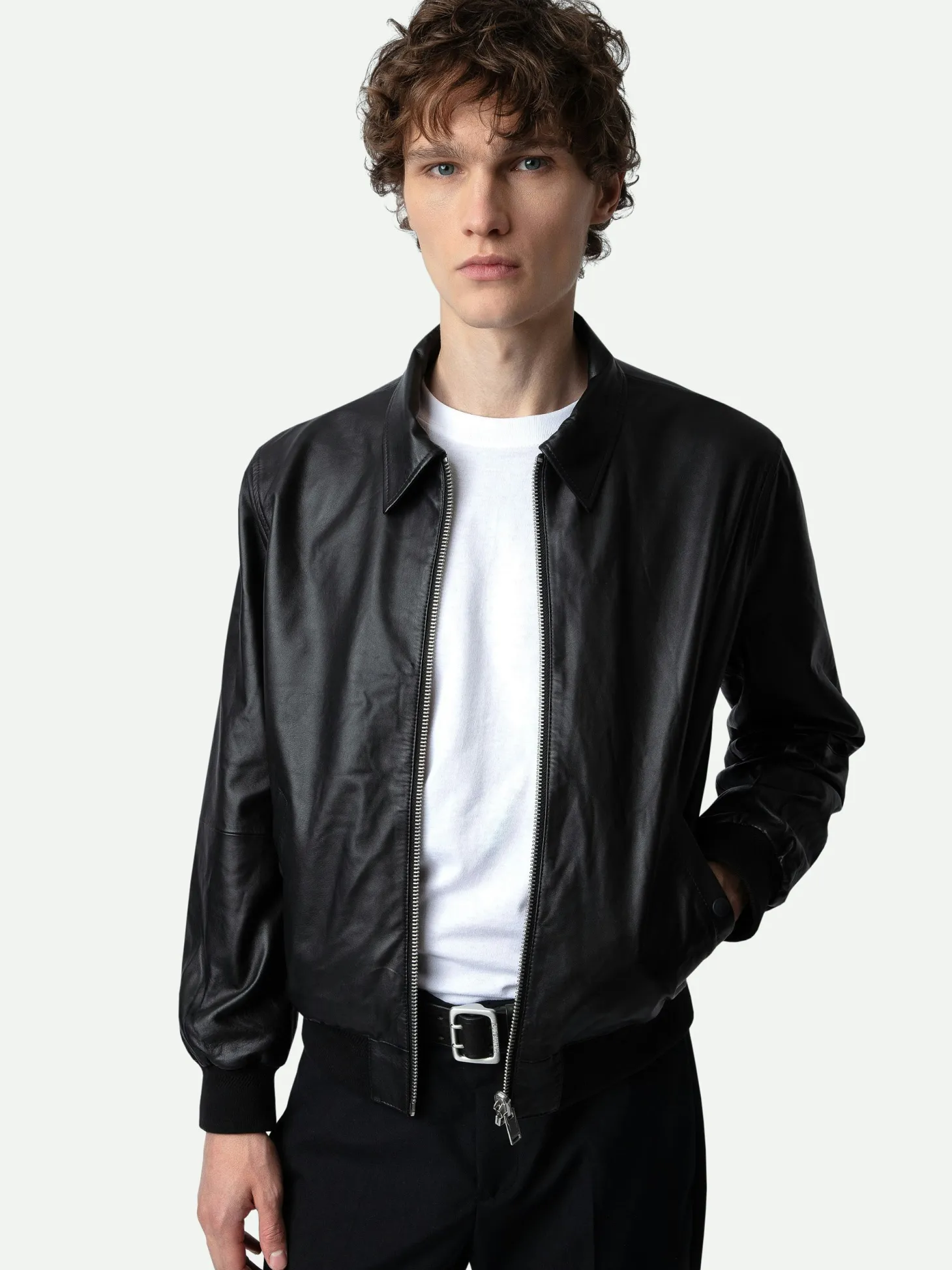 Shop Zadig & Voltaire Mate Leather Jacket Black