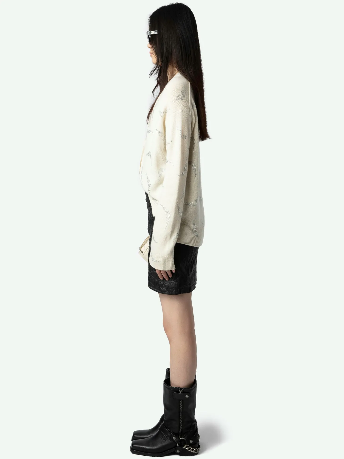 Best Sale Zadig & Voltaire Mirka Diamanté Wings Cashmere CardiganNEW Flake