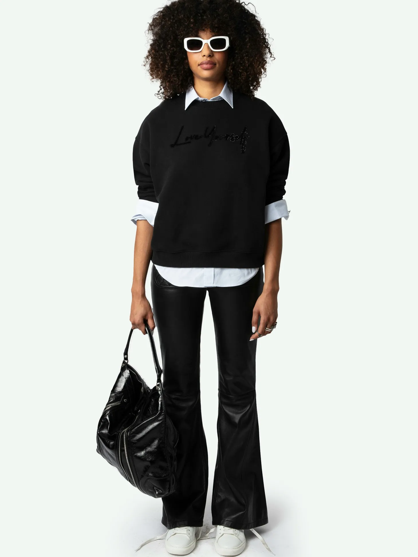 New Zadig & Voltaire Oscar Love Yourself Diamanté Sweatshirt Black