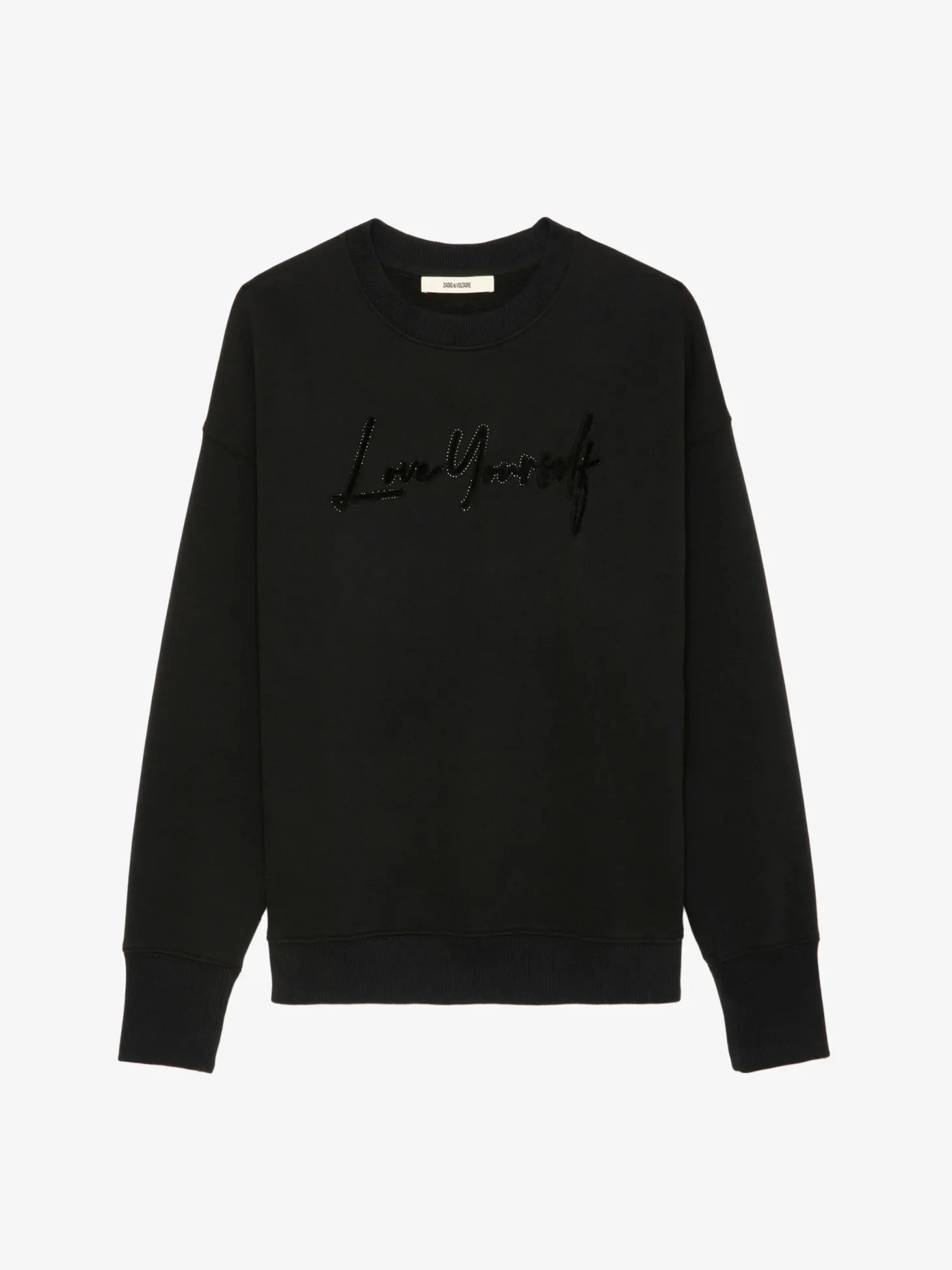 New Zadig & Voltaire Oscar Love Yourself Diamanté Sweatshirt Black