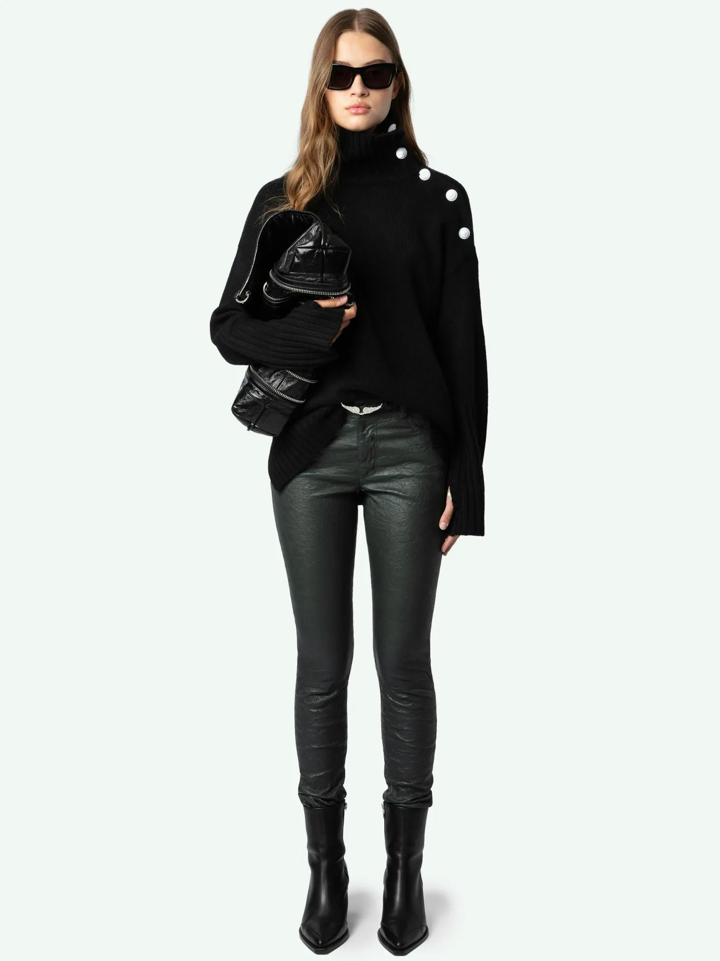 Shop Zadig & Voltaire Phlame Crinkled Leather Pants Peaks