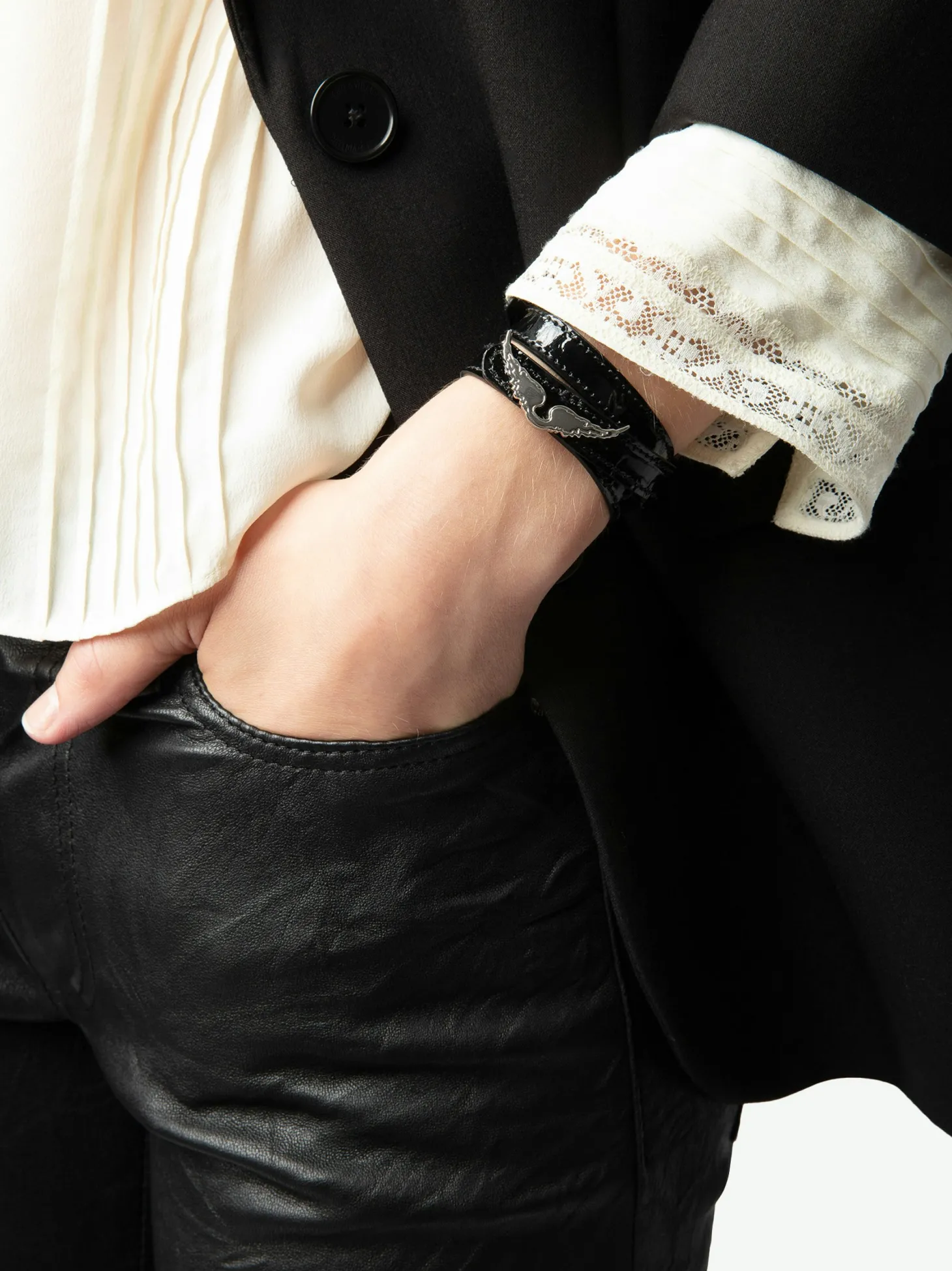 Store Zadig & Voltaire Rock Leather BraceletNEW Black