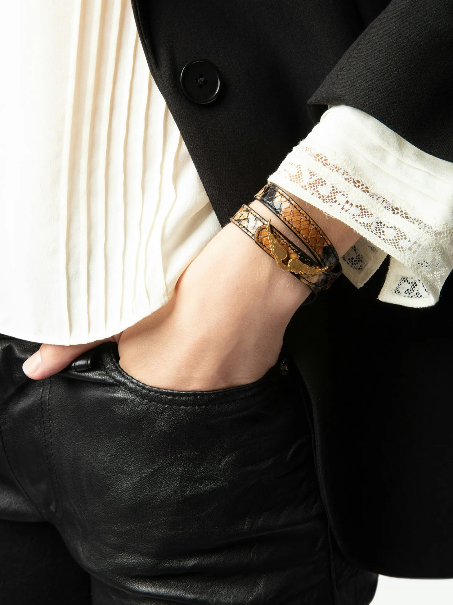Store Zadig & Voltaire Rock Leather BraceletNEW Heritage