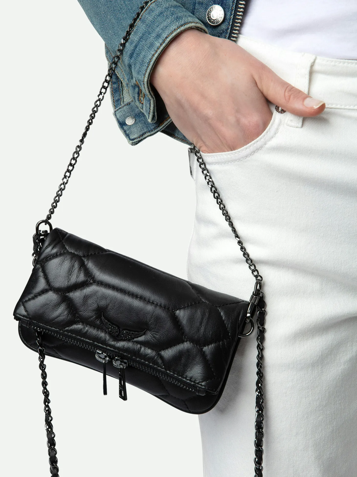 Discount Zadig & Voltaire Rock Nano Quilted Leather ClutchICONIC Black