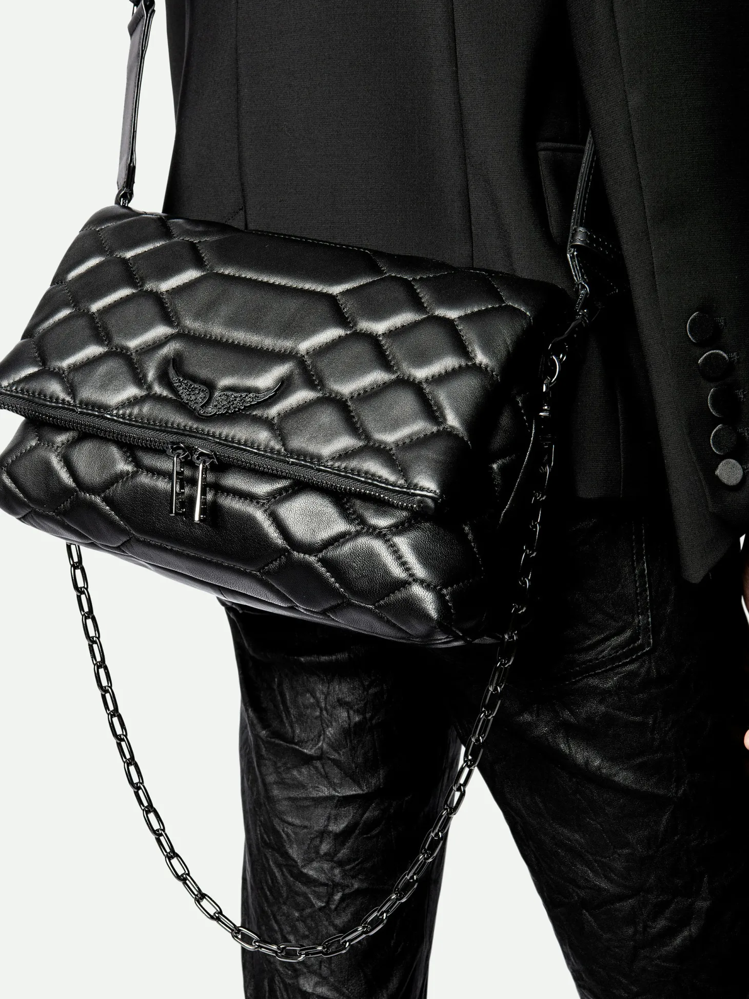 Clearance Zadig & Voltaire Rocky XL Mat Scale BagICONIC Black