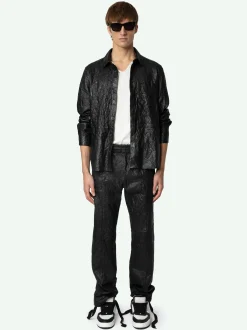 Best Sale Zadig & Voltaire Serge Leather Shirt Black
