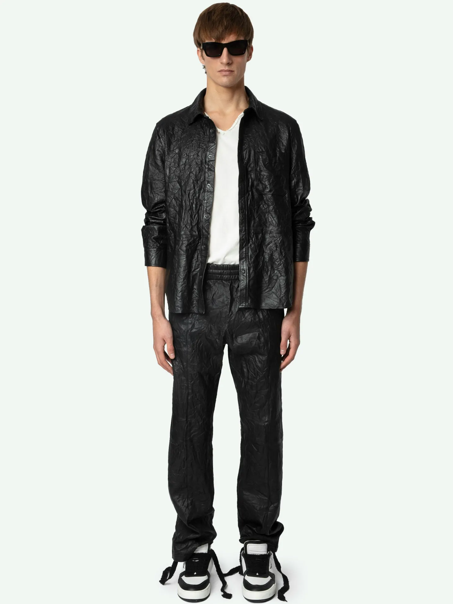 Best Sale Zadig & Voltaire Serge Leather Shirt Black