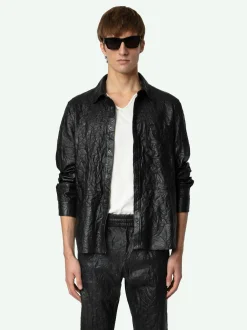 Best Sale Zadig & Voltaire Serge Leather Shirt Black