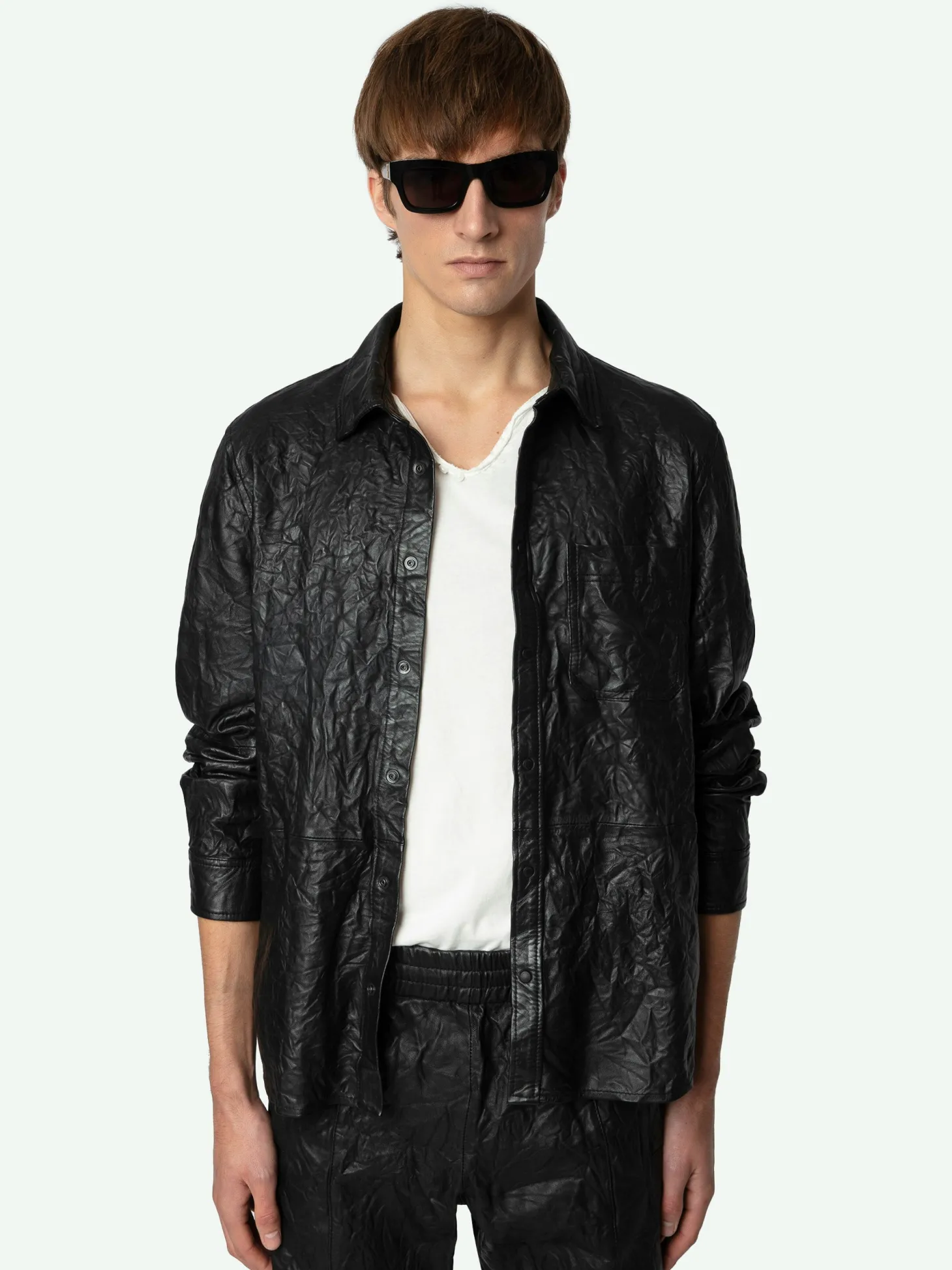Best Sale Zadig & Voltaire Serge Leather Shirt Black