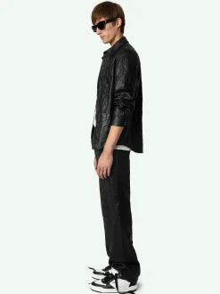 Best Sale Zadig & Voltaire Serge Leather Shirt Black