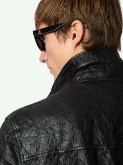 Best Sale Zadig & Voltaire Serge Leather Shirt Black