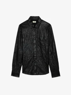 Best Sale Zadig & Voltaire Serge Leather Shirt Black