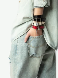 Sale Zadig & Voltaire Sunny Leather BraceletNEW Black
