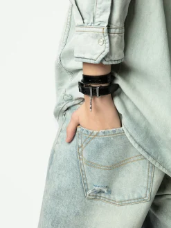 Sale Zadig & Voltaire Sunny Leather BraceletNEW Black