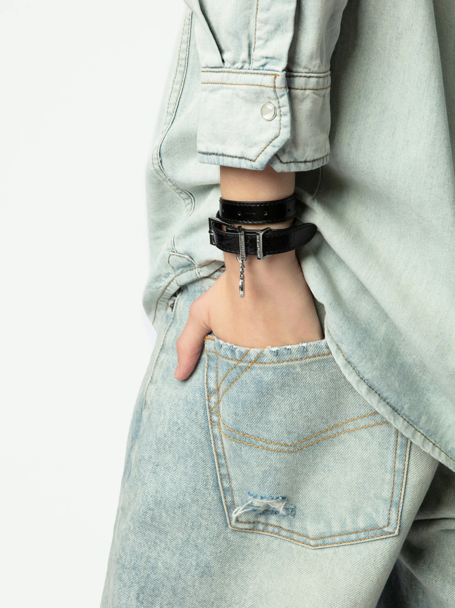 Sale Zadig & Voltaire Sunny Leather BraceletNEW Black