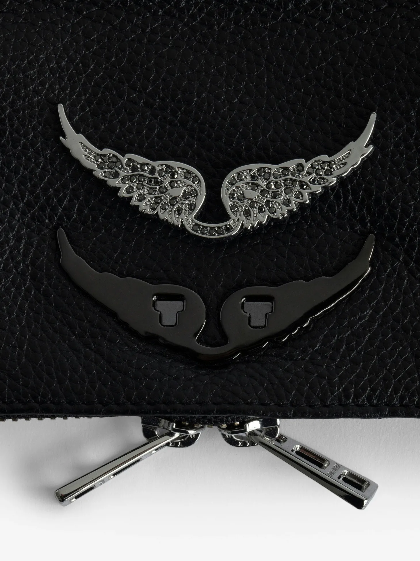 Fashion Zadig & Voltaire Swing Your Wings Rock Nano ClutchICONIC Noirsilver